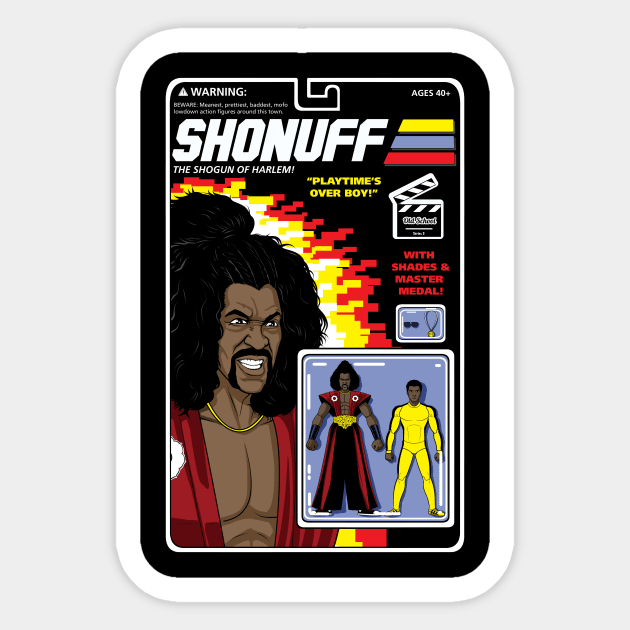 Shonuff Action Figure Sticker by BlackActionTeesOnDemand